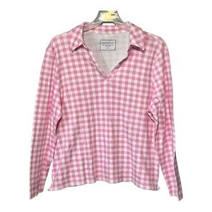 Charter Club Pink White Gingham Pajama Top XXL